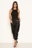 Black Faux Leather Joggers sold by AX Paris