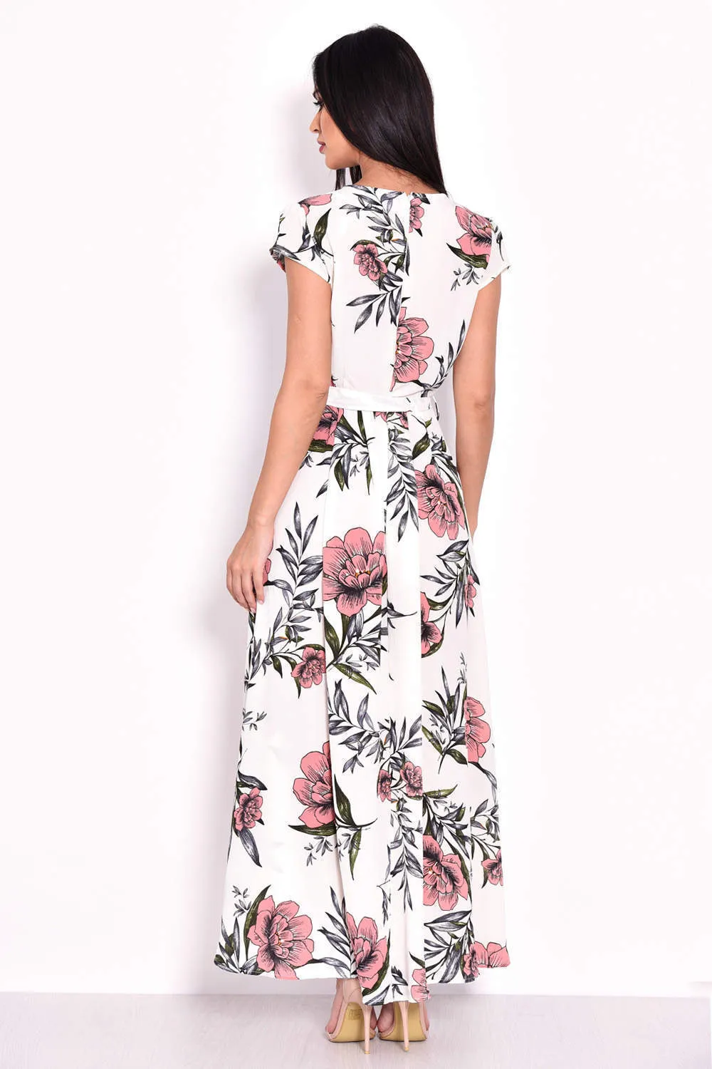Cream Floral Maxi Wrap Dress sold by AX Paris product image thumbnail 3