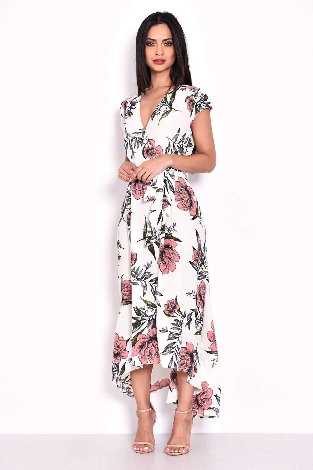 Cream Floral Maxi Wrap Dress sold by AX Paris product image thumbnail 4