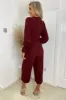 Wine Wrap Over Elasticated Cuff Belted Jumpsuit sold by AX Paris