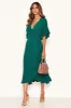 Teal Midi Dress With Frill Hem And Sleeves sold by AX Paris