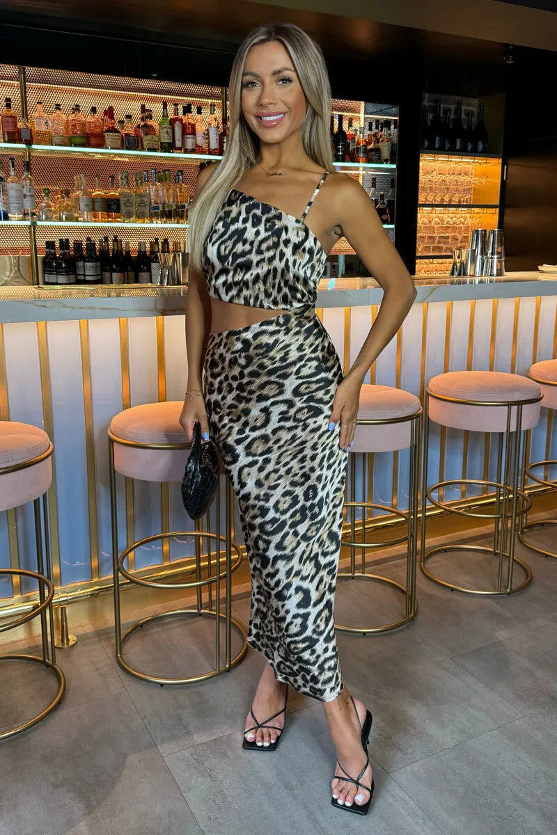 Multi Leopard Print Asymmetric Cut Out Midi Dress sold by AX Paris product image thumbnail 2