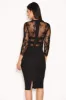 Black Sheer Lace Panel Midi Dress sold by AX Paris