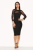 Black Sheer Lace Panel Midi Dress sold by AX Paris