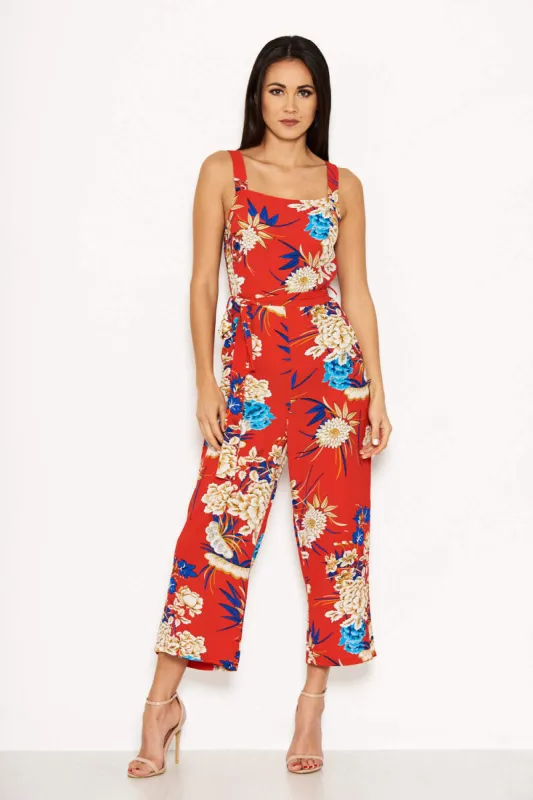 Red Floral Printed Jumpsuit sold by AX Paris
