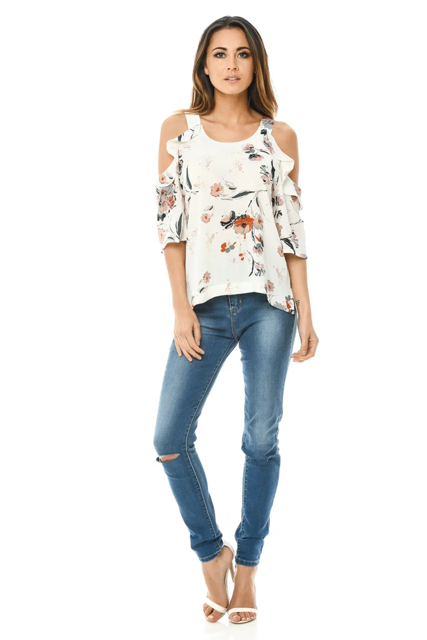 Cream Cold Shoulder Frill Top sold by AX Paris product image thumbnail 2