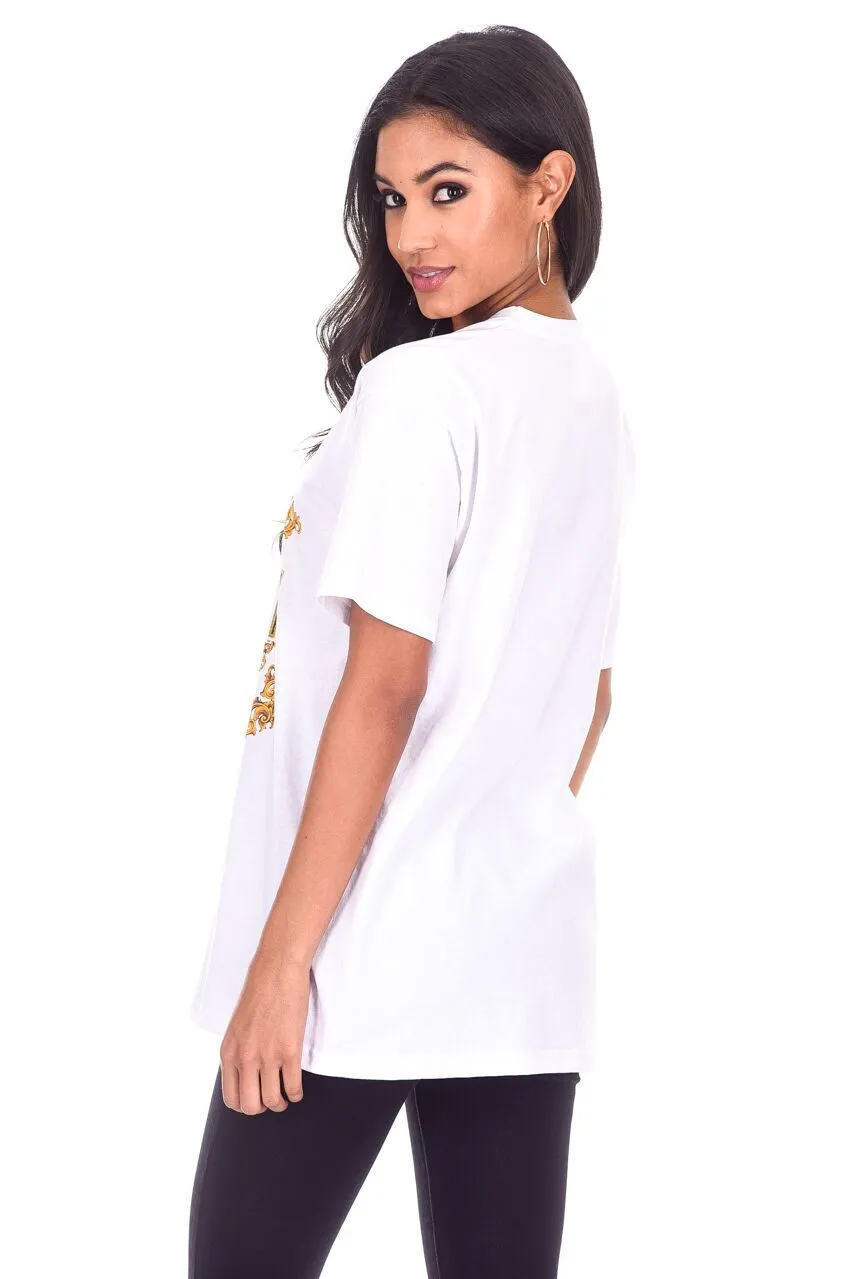 White Milan Slogan T-Shirt sold by AX Paris product image thumbnail 3