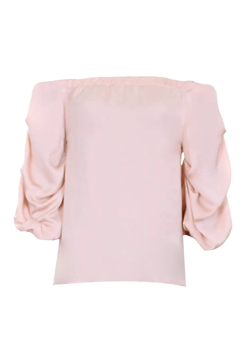 Nude Bardot Top With Ruched Sleeves sold by AX Paris product image thumbnail 4