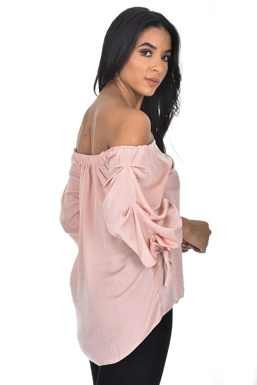 Nude Bardot Top With Ruched Sleeves sold by AX Paris product image thumbnail 3