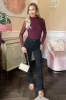 Plum High Neck Long Sleeve Ruched Mesh Bodysuit sold by AX Paris