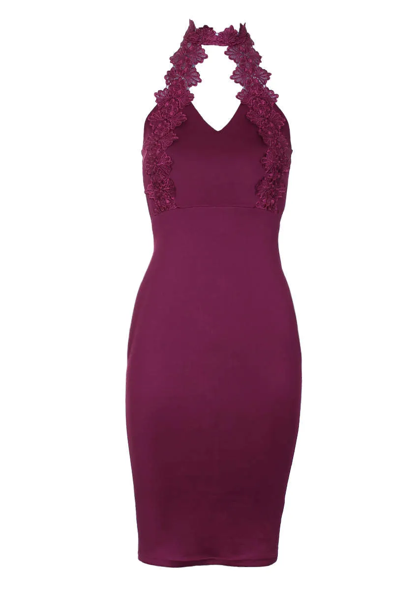 Plum Lace Choker Midi dress sold by AX Paris product image thumbnail 4