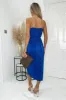 Cobalt Plisse Cowl Neck Gathered Midi Dress sold by AX Paris