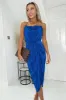 Cobalt Plisse Cowl Neck Gathered Midi Dress sold by AX Paris