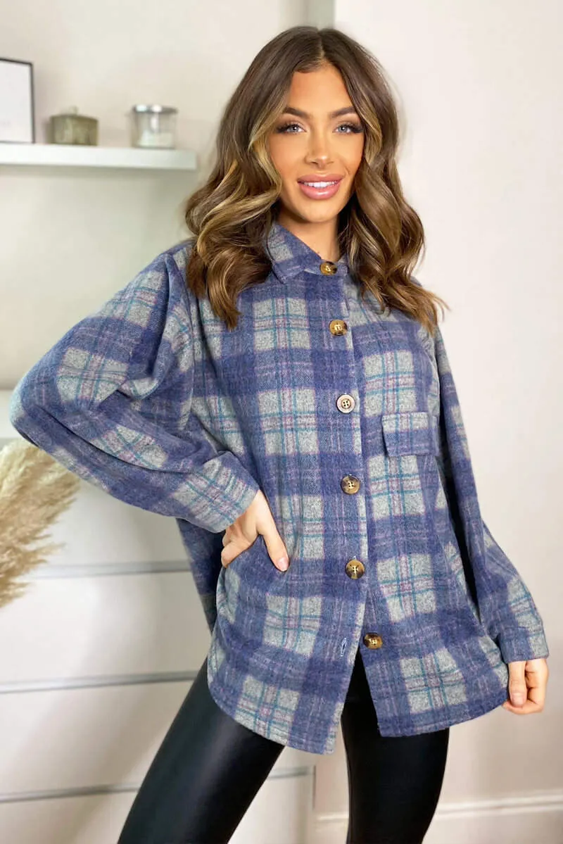 Blue Checked Oversized Shirt sold by AX Paris