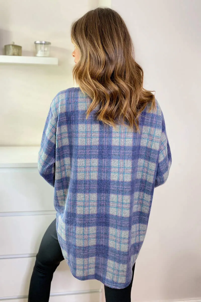 Blue Checked Oversized Shirt sold by AX Paris product image thumbnail 5