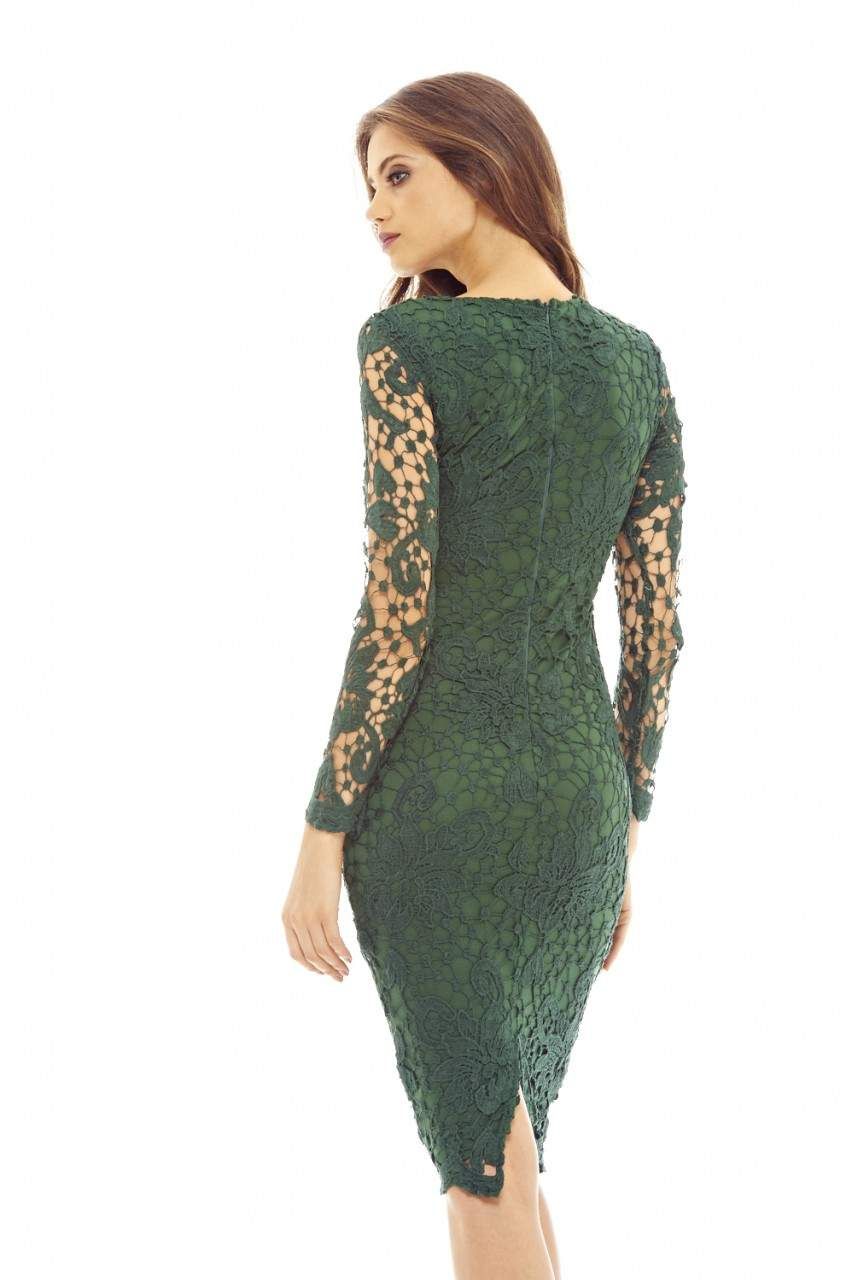 Green Crochet Dress with Long Sleeves Detail sold by AX Paris product image thumbnail 3