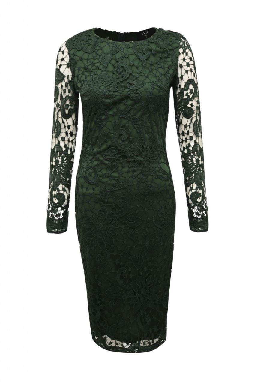 Green Crochet Dress with Long Sleeves Detail sold by AX Paris product image thumbnail 4
