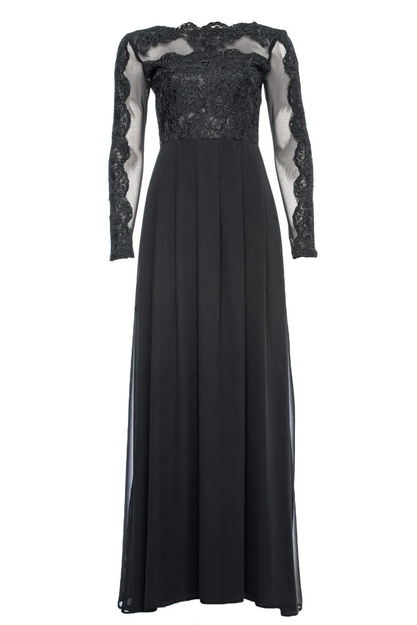 Black Long Sleeved Lace Maxi Dress sold by AX Paris product image thumbnail 4