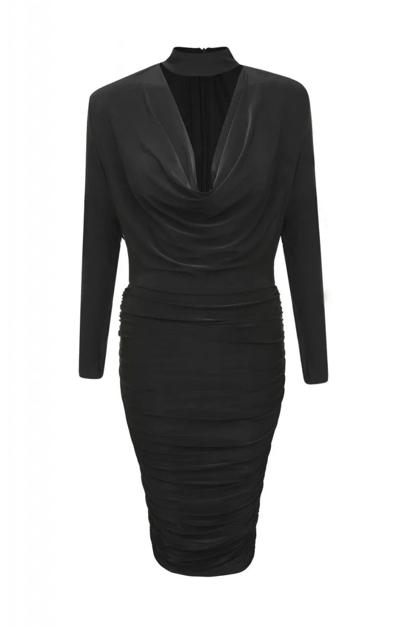 Black Midi Dress with Cut-Out Choker sold by AX Paris product image thumbnail 4