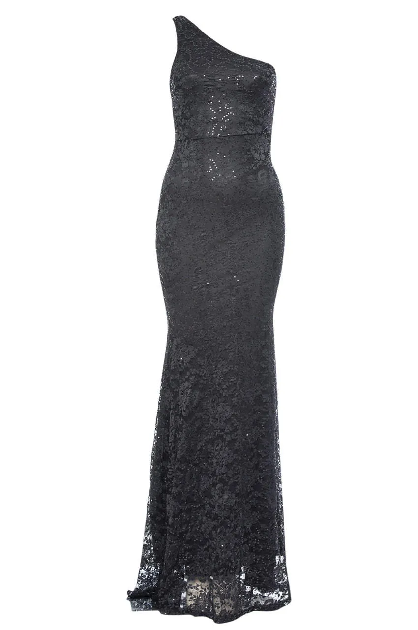 Black Sequin One Shoulder Maxi Dress sold by AX Paris product image thumbnail 4