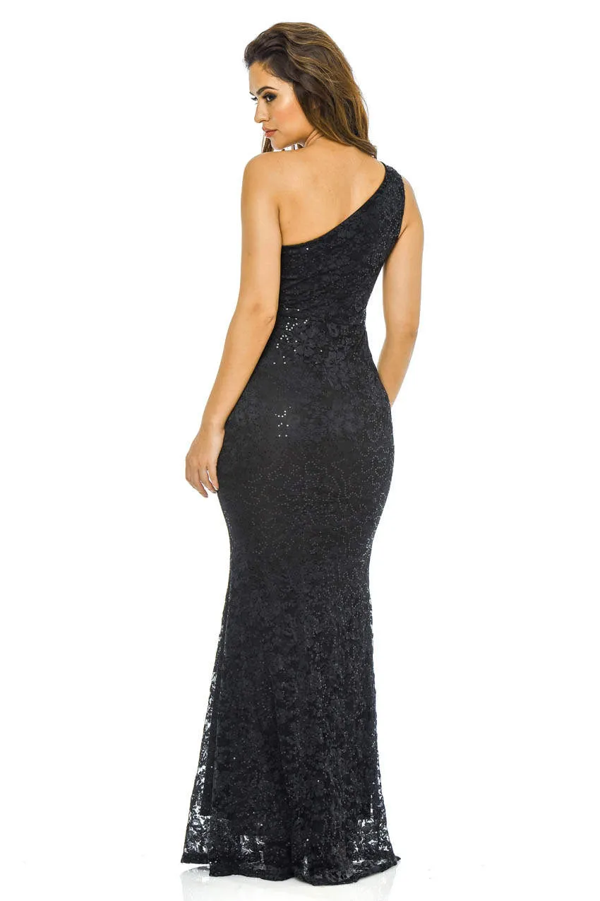 Black Sequin One Shoulder Maxi Dress sold by AX Paris product image thumbnail 3