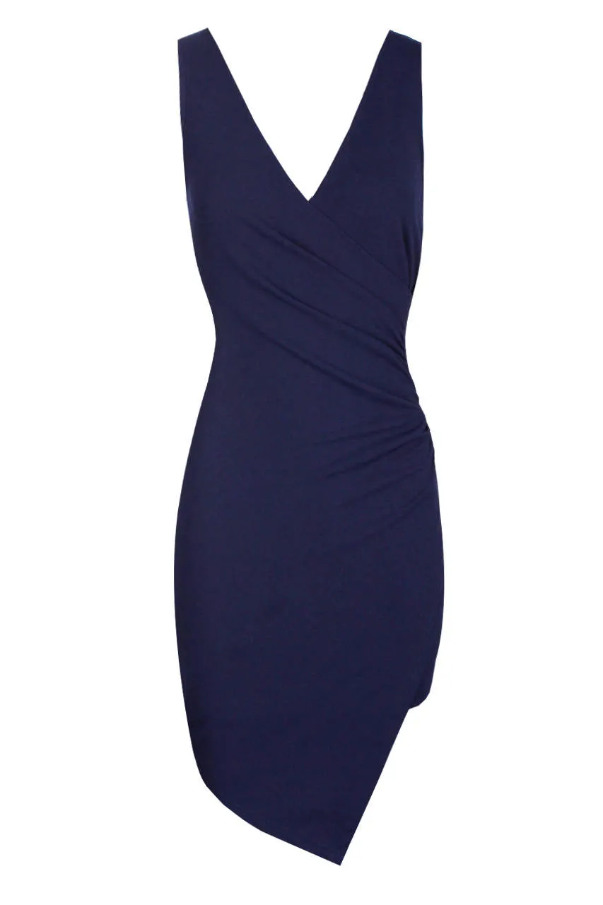 Navy V-Neck Wrap Skirt Dress sold by AX Paris product image thumbnail 4