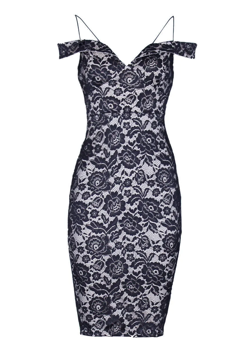 Strappy Contrast Lace Midi Dress sold by AX Paris product image thumbnail 4