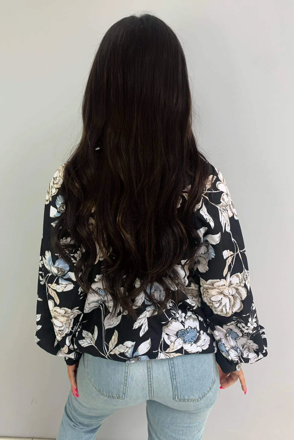 Black Floral Wide Sleeve Blouse sold by AX Paris product image thumbnail 4