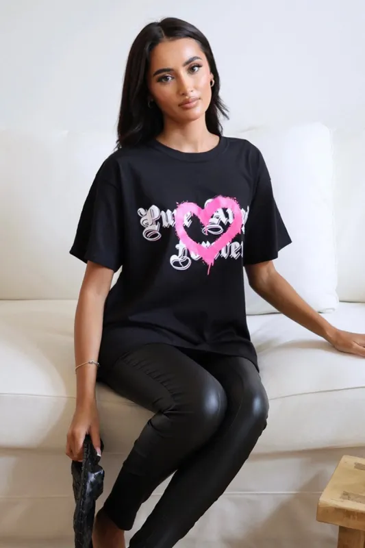 Black Pure Angels Slogan T- Shirt sold by AX Paris