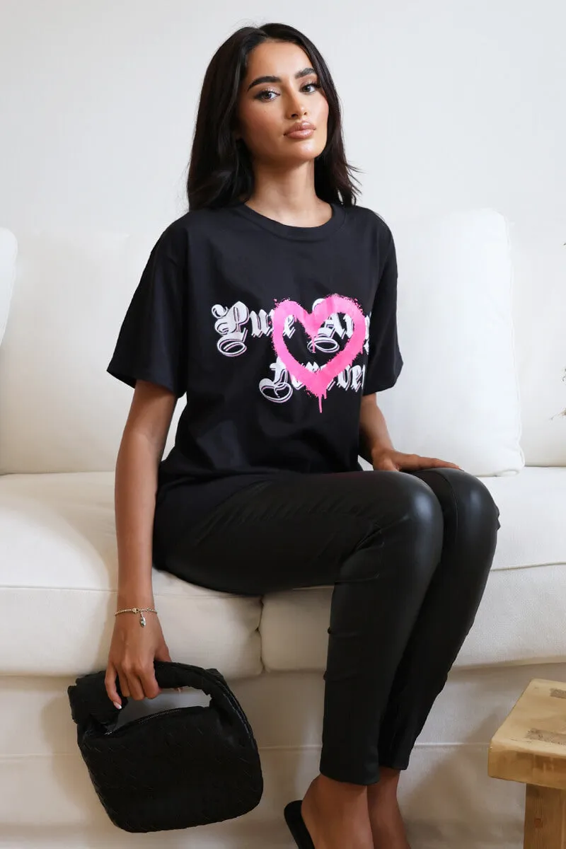 Black Pure Angels Slogan T- Shirt sold by AX Paris product image thumbnail 2