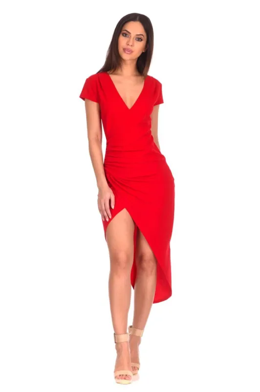 Red Wrap Midi Dress sold by AX Paris
