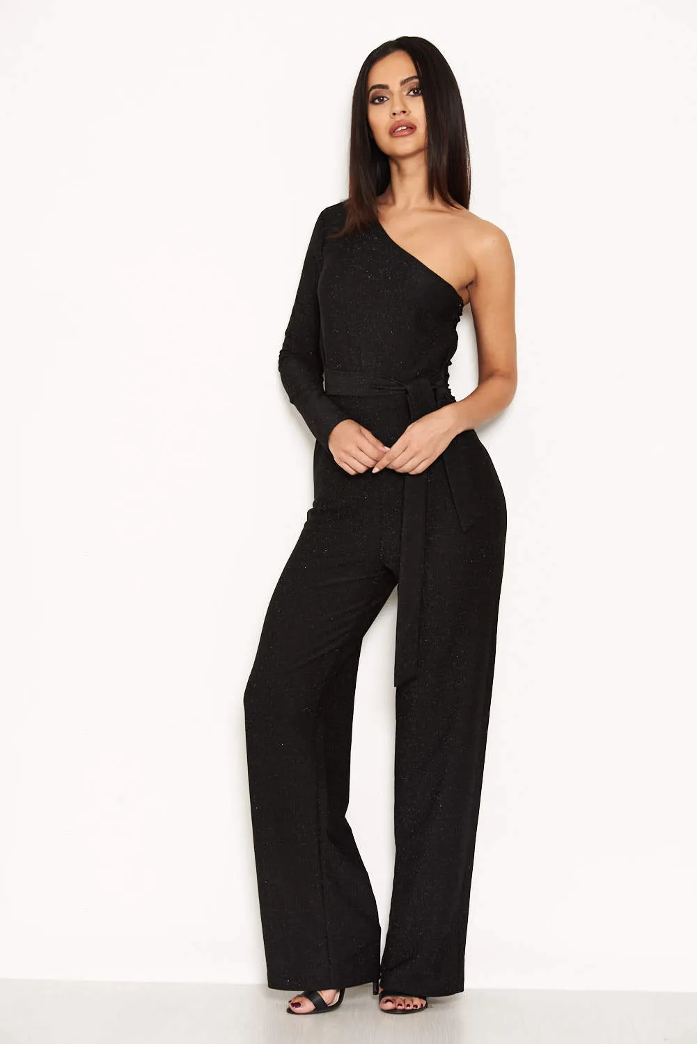 Black Glitter One Arm Jumpsuit sold by AX Paris product image thumbnail 4
