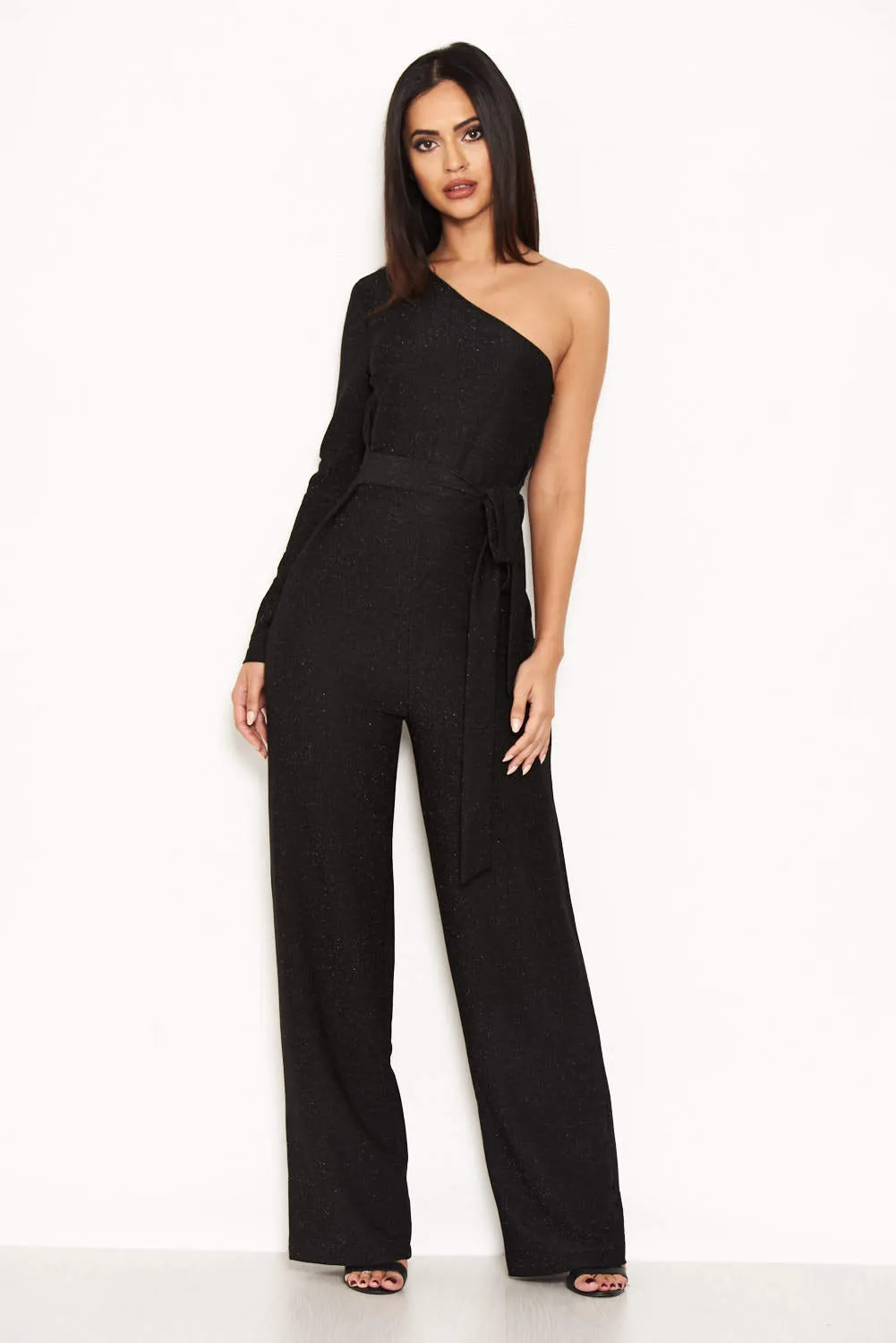 Black Glitter One Arm Jumpsuit sold by AX Paris product image thumbnail 2