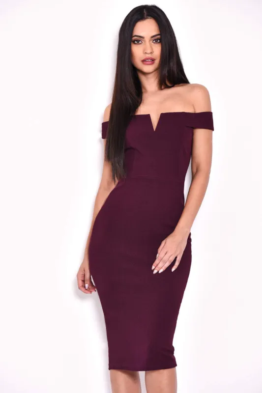 Plum Bardot Midi Dress sold by AX Paris