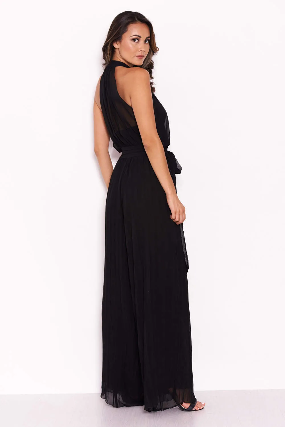 Black Pleated Choker Neck Jumpsuit sold by AX Paris product image thumbnail 3