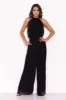 Black Pleated Choker Neck Jumpsuit sold by AX Paris