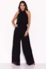 Black Pleated Choker Neck Jumpsuit sold by AX Paris