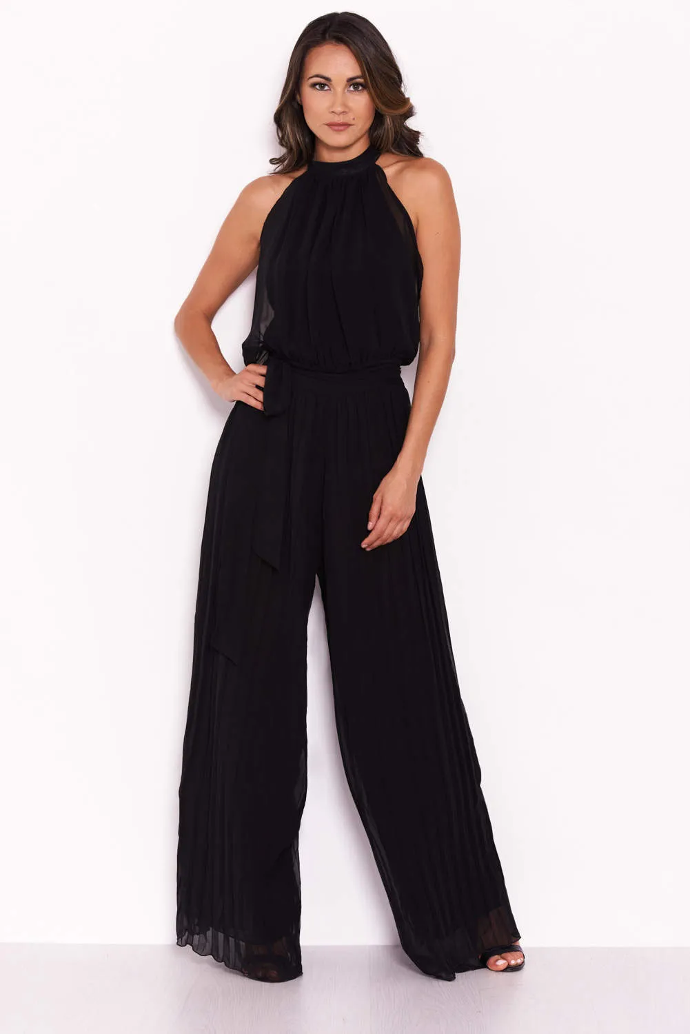 Black Pleated Choker Neck Jumpsuit sold by AX Paris product image thumbnail 2