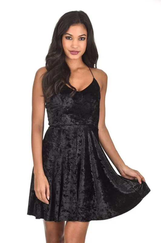 Black Velvet Skater Dress sold by AX Paris