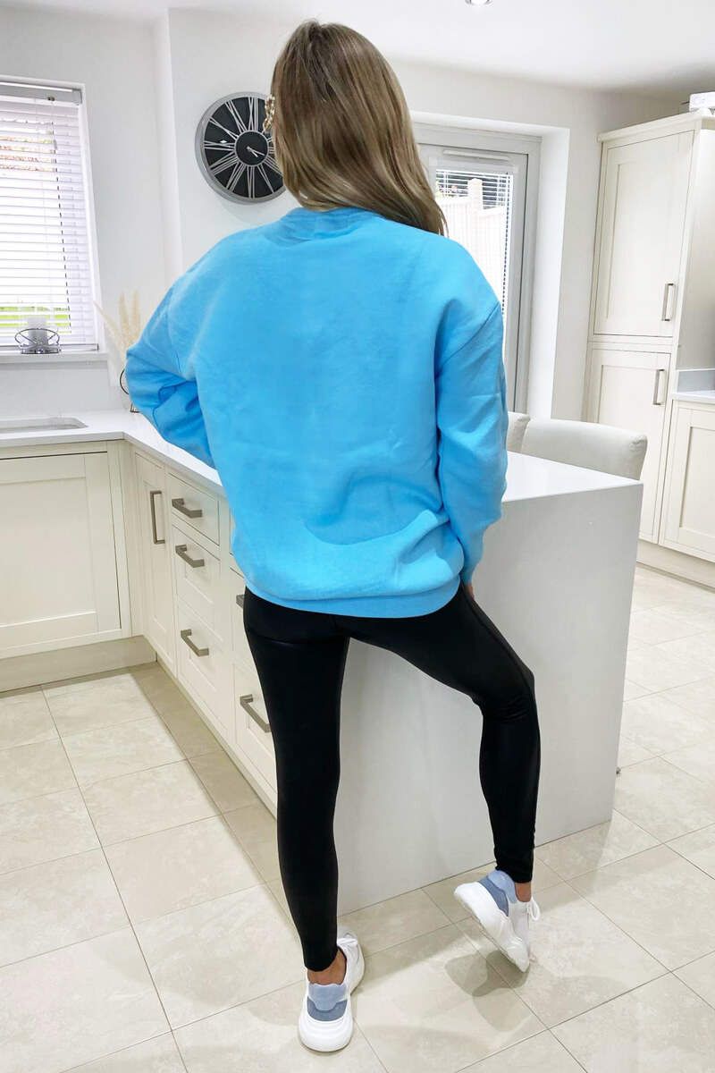 Baby Blue Liberte Printed Sweatshirt sold by AX Paris product image thumbnail 4