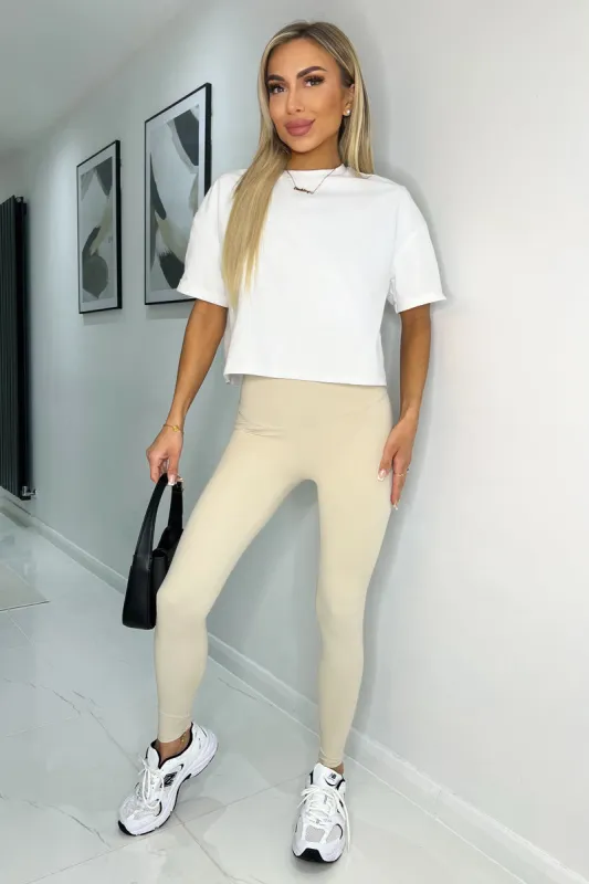 Stone High Rise Active Leggings made by AX Paris