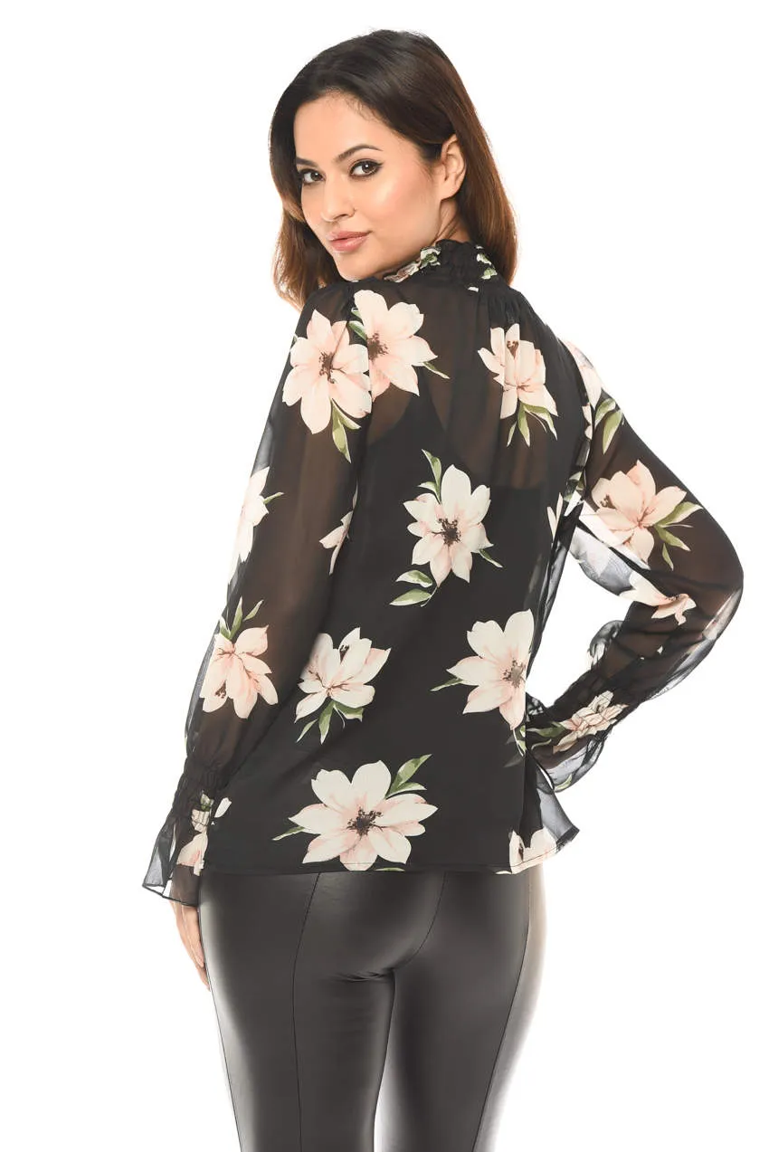 High Neck Floral Chiffon Top sold by AX Paris product image thumbnail 3
