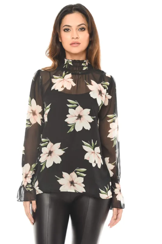 High Neck Floral Chiffon Top sold by AX Paris