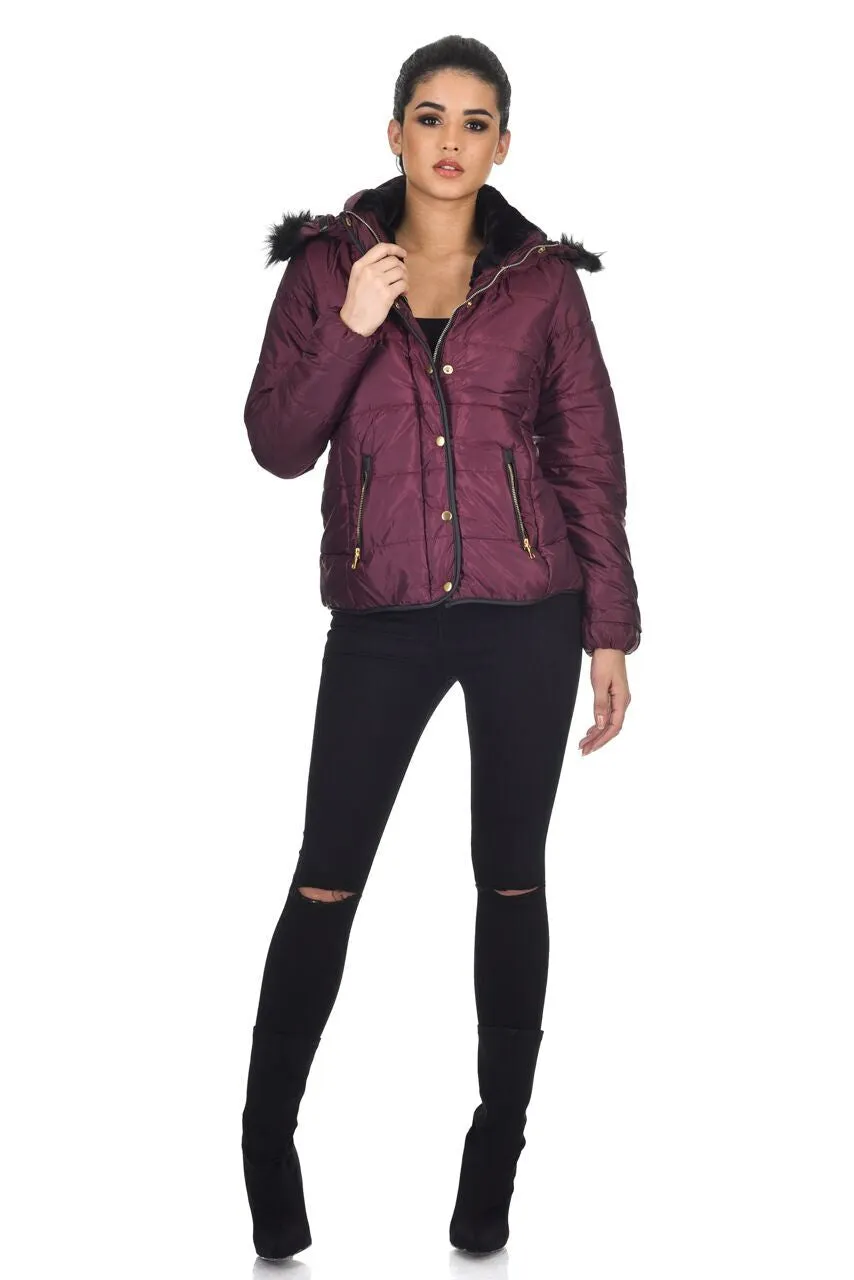 Plum Quilted Jacket sold by AX Paris product image thumbnail 3