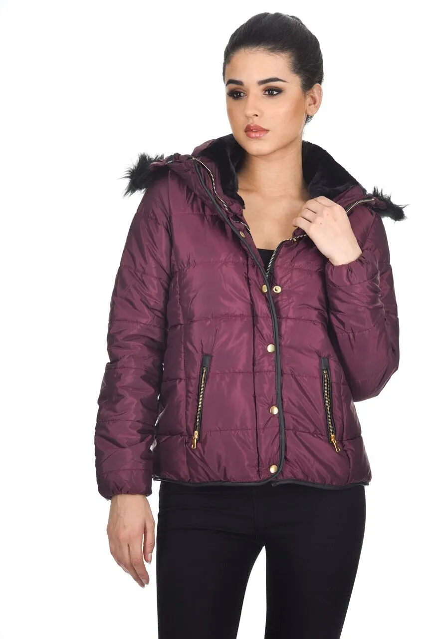 Plum Quilted Jacket sold by AX Paris