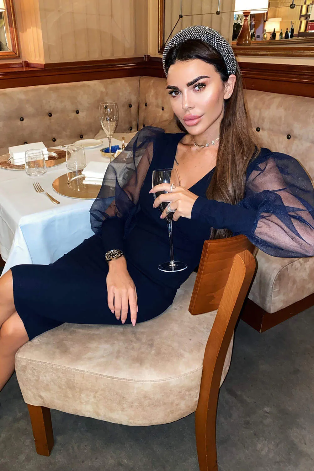 Navy Puff Sleeve Midi Dress sold by AX Paris product image thumbnail 2