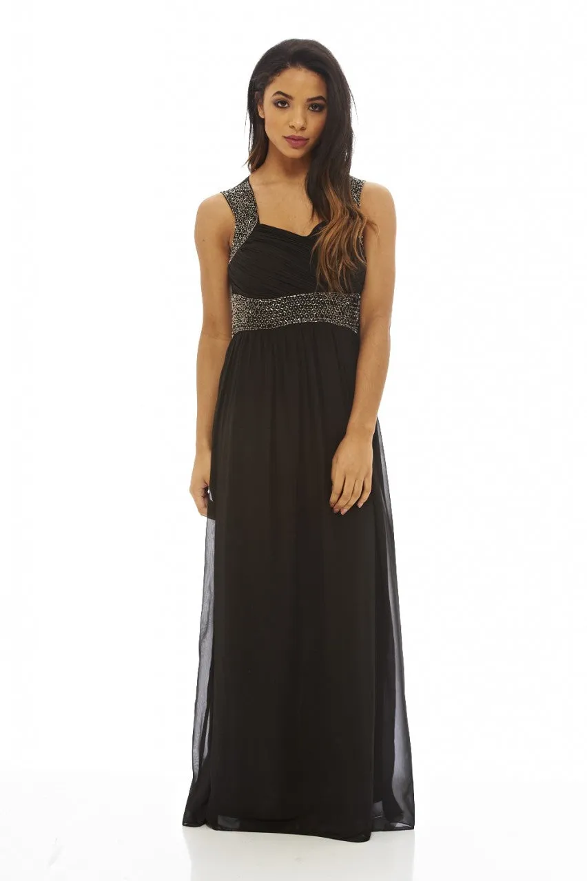 Black Embellished Chiffon Maxi Dress sold by AX Paris product image thumbnail 2