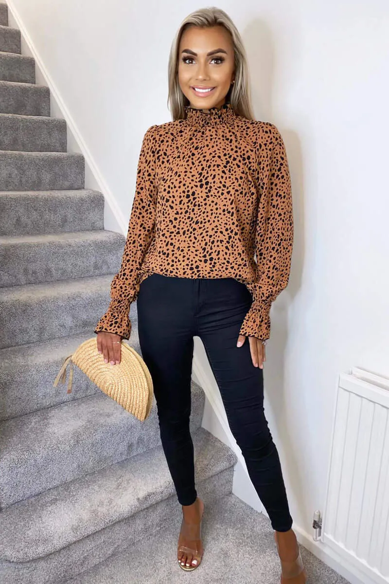 Tan Printed Elasticated Cuff Long Sleeve Top sold by AX Paris product image thumbnail 2