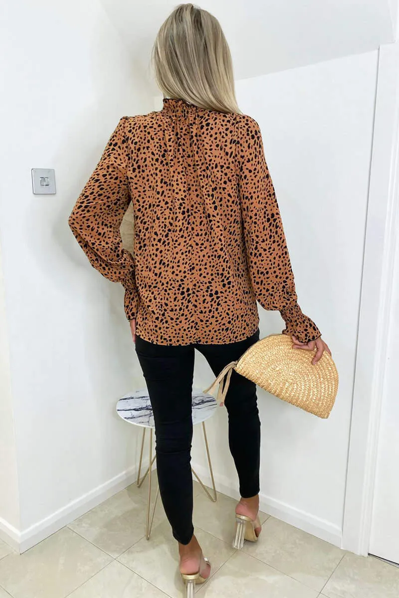 Tan Printed Elasticated Cuff Long Sleeve Top sold by AX Paris product image thumbnail 4