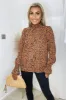 Tan Printed Elasticated Cuff Long Sleeve Top sold by AX Paris